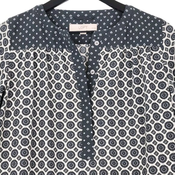 Ann Taylor Loft Shirt Dress SP Small Petite Batik Medallion Print Lagenlook Boho - Picture 2 of 11